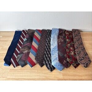 Lot of 10 Men's Vintage Ties - Silk Paisley, Bold Stripes & Geometric Patterns